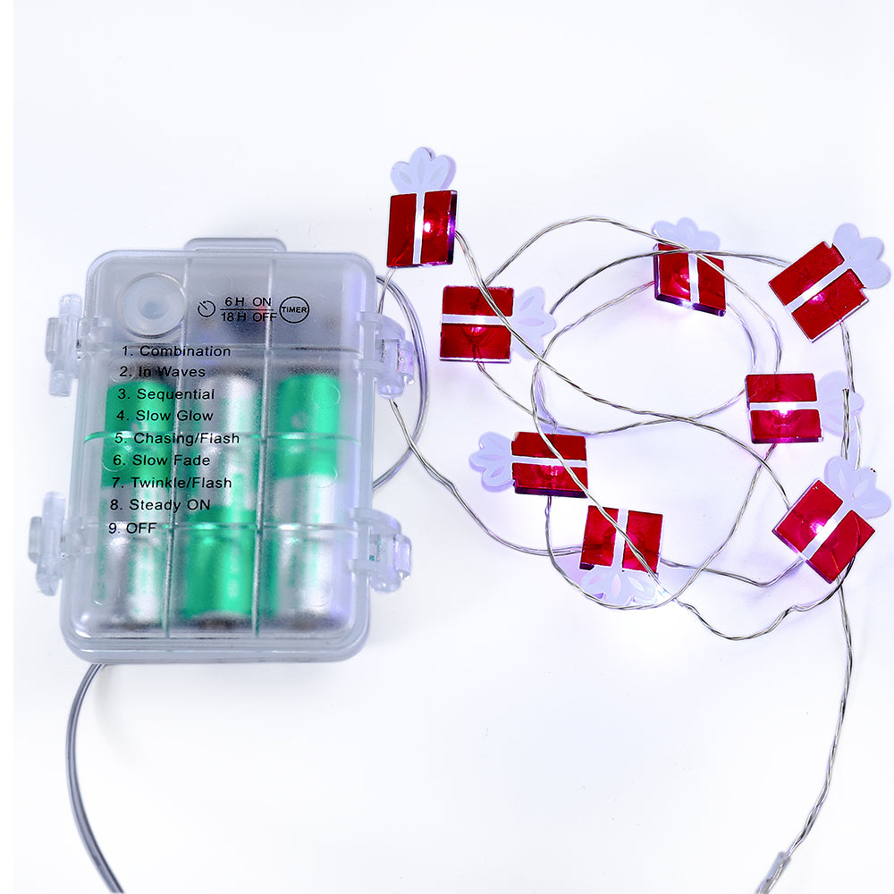 Battery Operated Christmas Gift Box Shape LED String Lights | GLODD - glodd.com